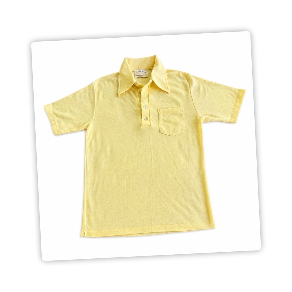 Vintage Arrow Polo Shirt Yellow Short Sleeve Pocket  Mens M